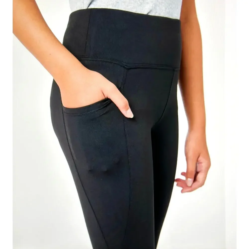 Justice Mesh Cut Out Full Length Leggings- Black - kids size M (10)